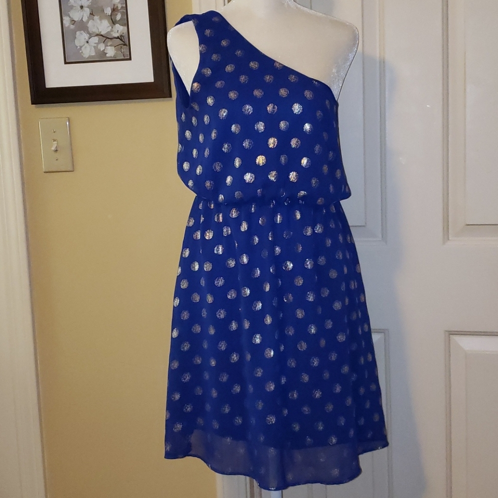 Alya One Shoulder Blue & Silver Summer Dress